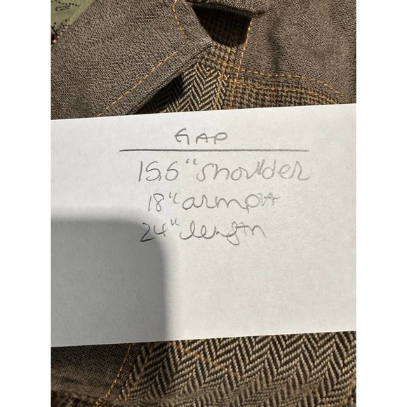 Gap Women's Jacket Size 8 Green Brown Herringbone Patchwork Plaid Floral Lining - Picture 10 of 10